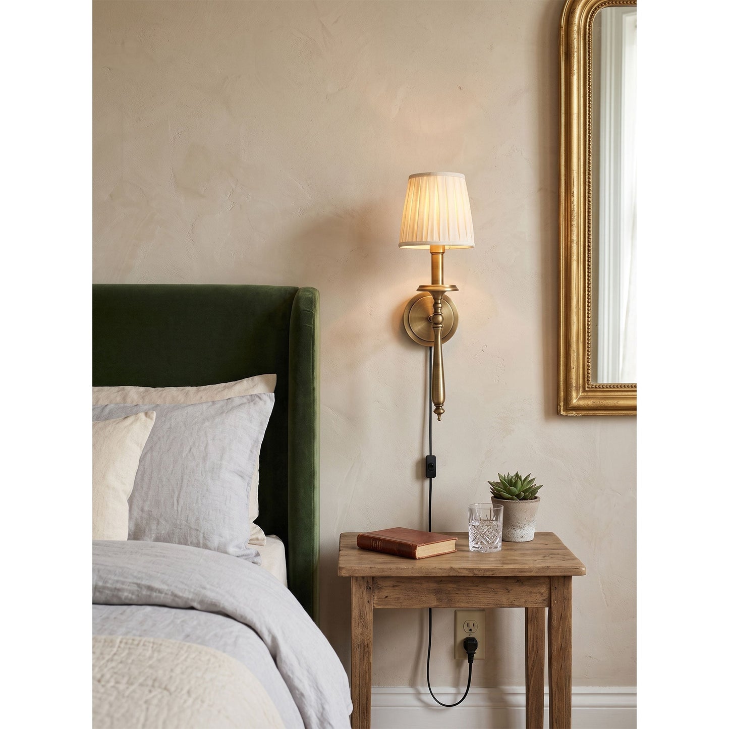 Halden Brass Plug-in Wall Sconce