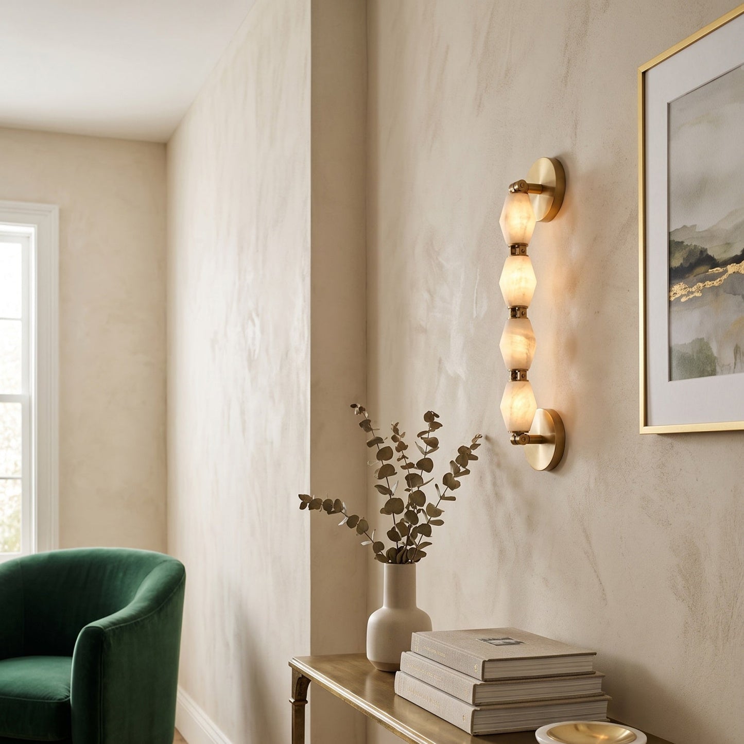 Pillar Diamond Alabaster Wall Sconce