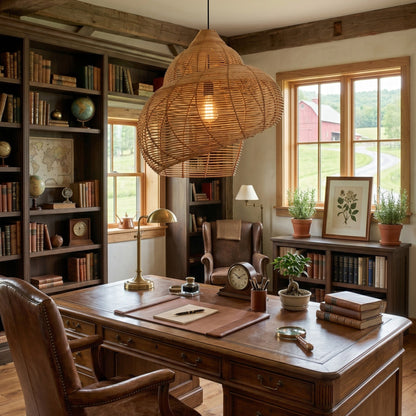Rattan Spiral Shell Pendant Lamp