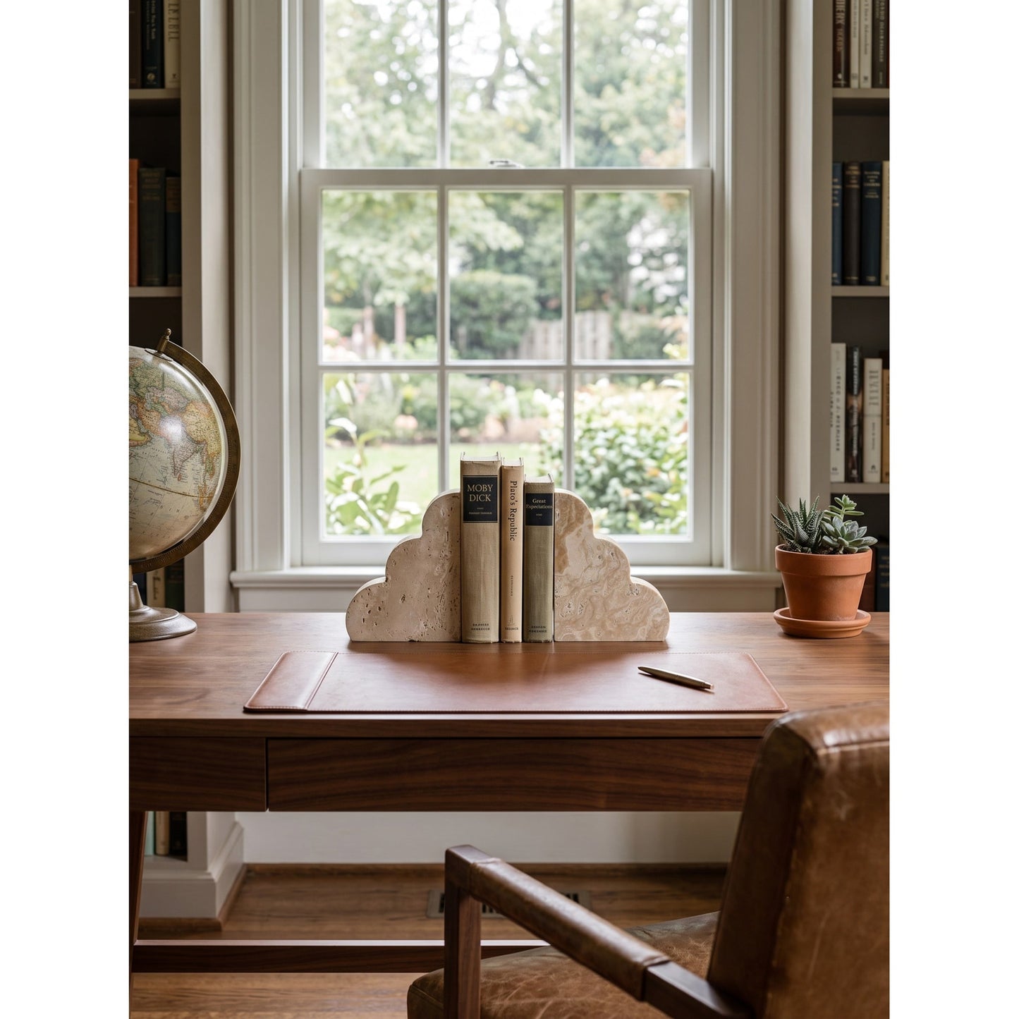 Solune Travertine Bookends