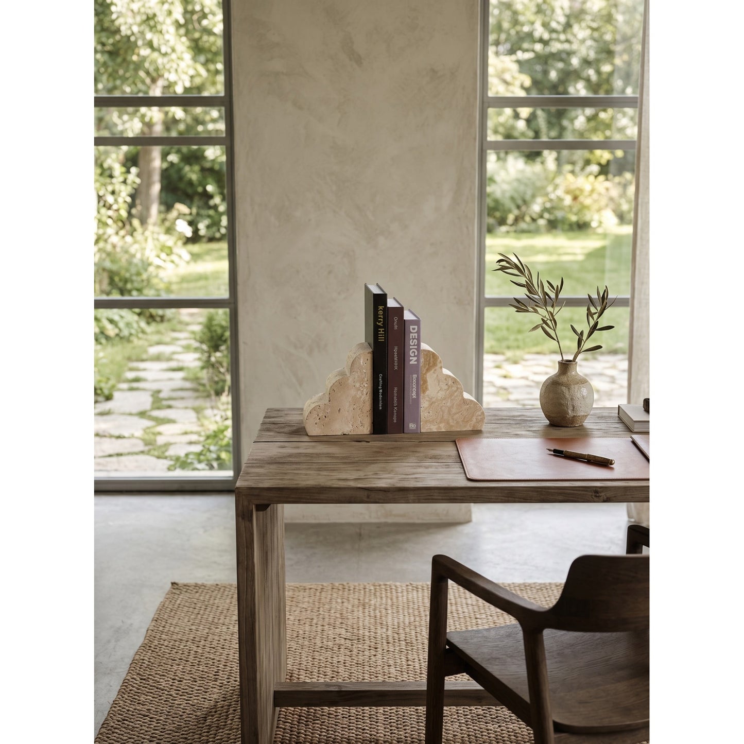 Solune Travertine Bookends
