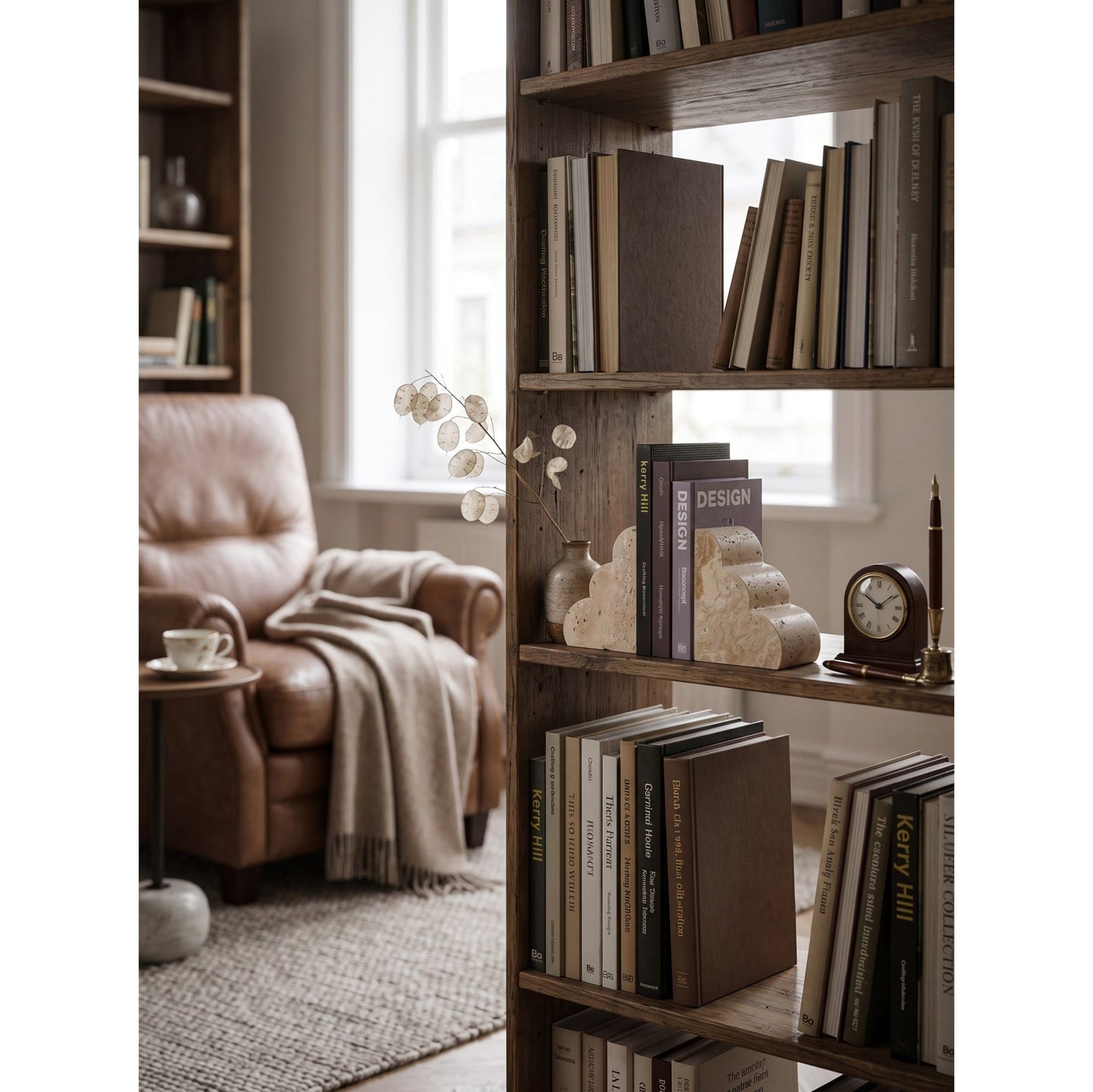 Solune Travertine Bookends