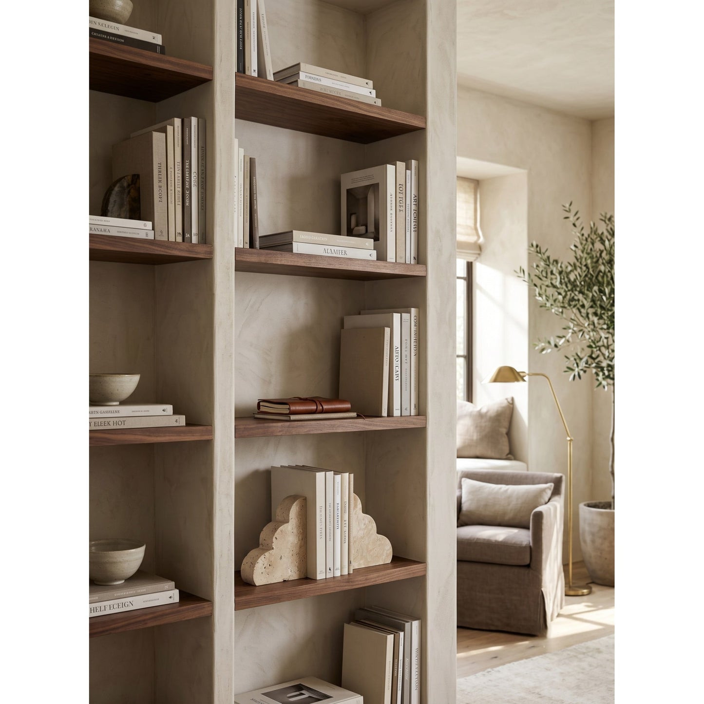 Solune Travertine Bookends