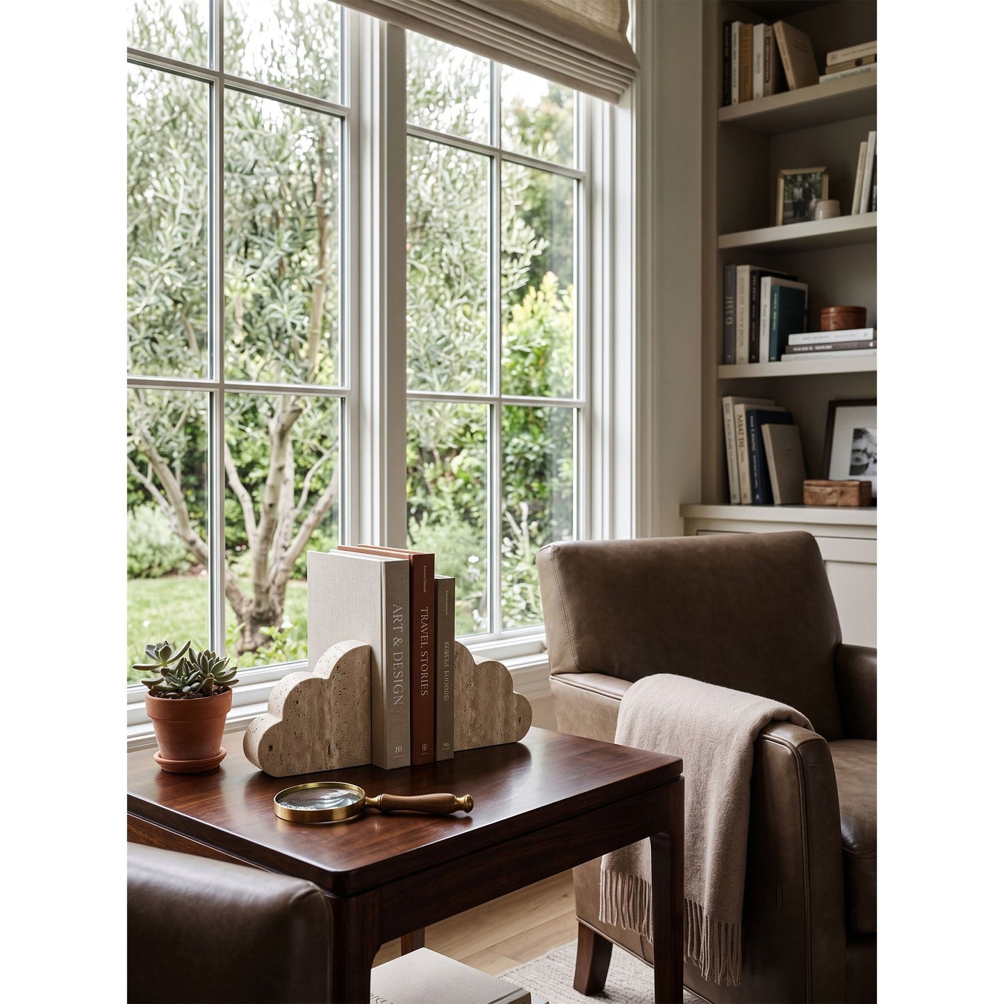 Solune Travertine Bookends