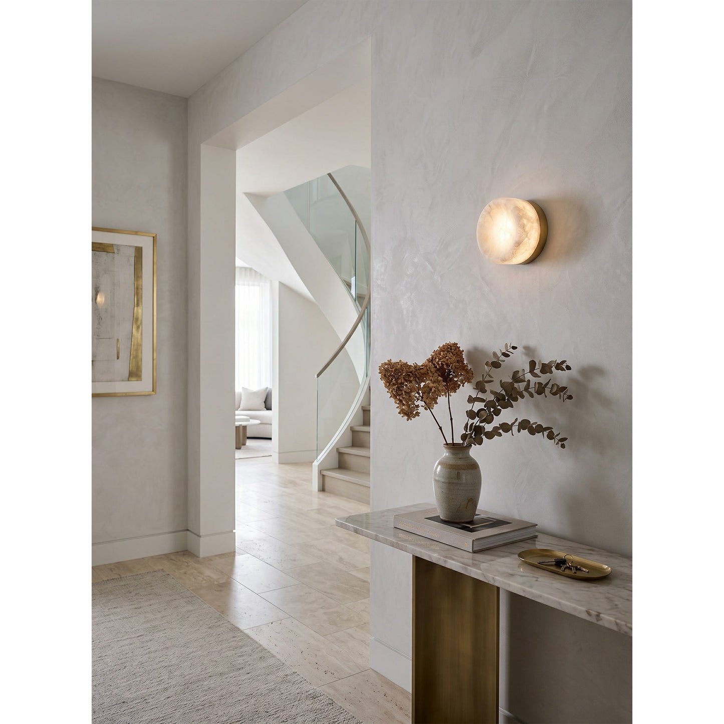 Dorola Ring Alabaster Wall Sconce