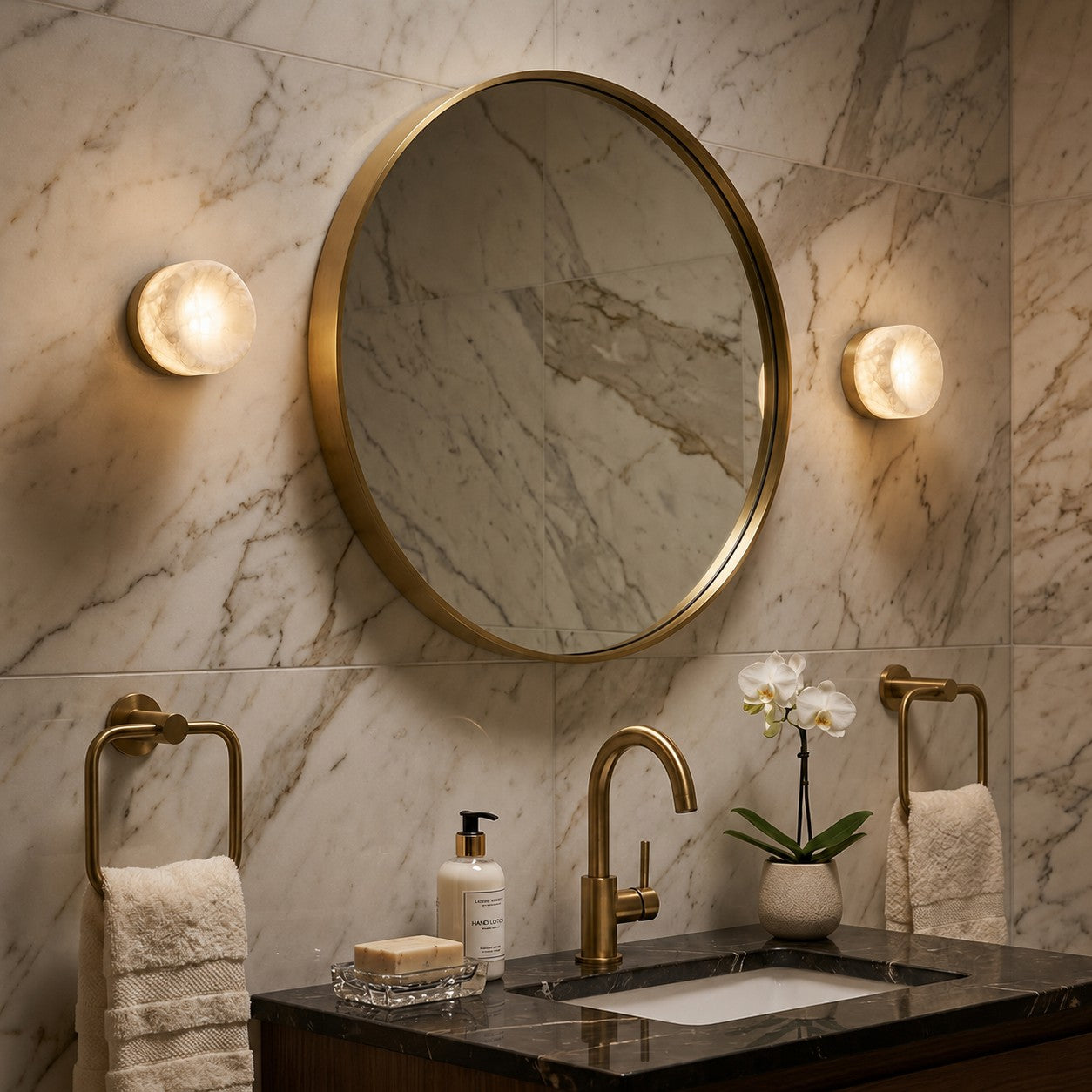 Dorola Ring Alabaster Wall Sconce