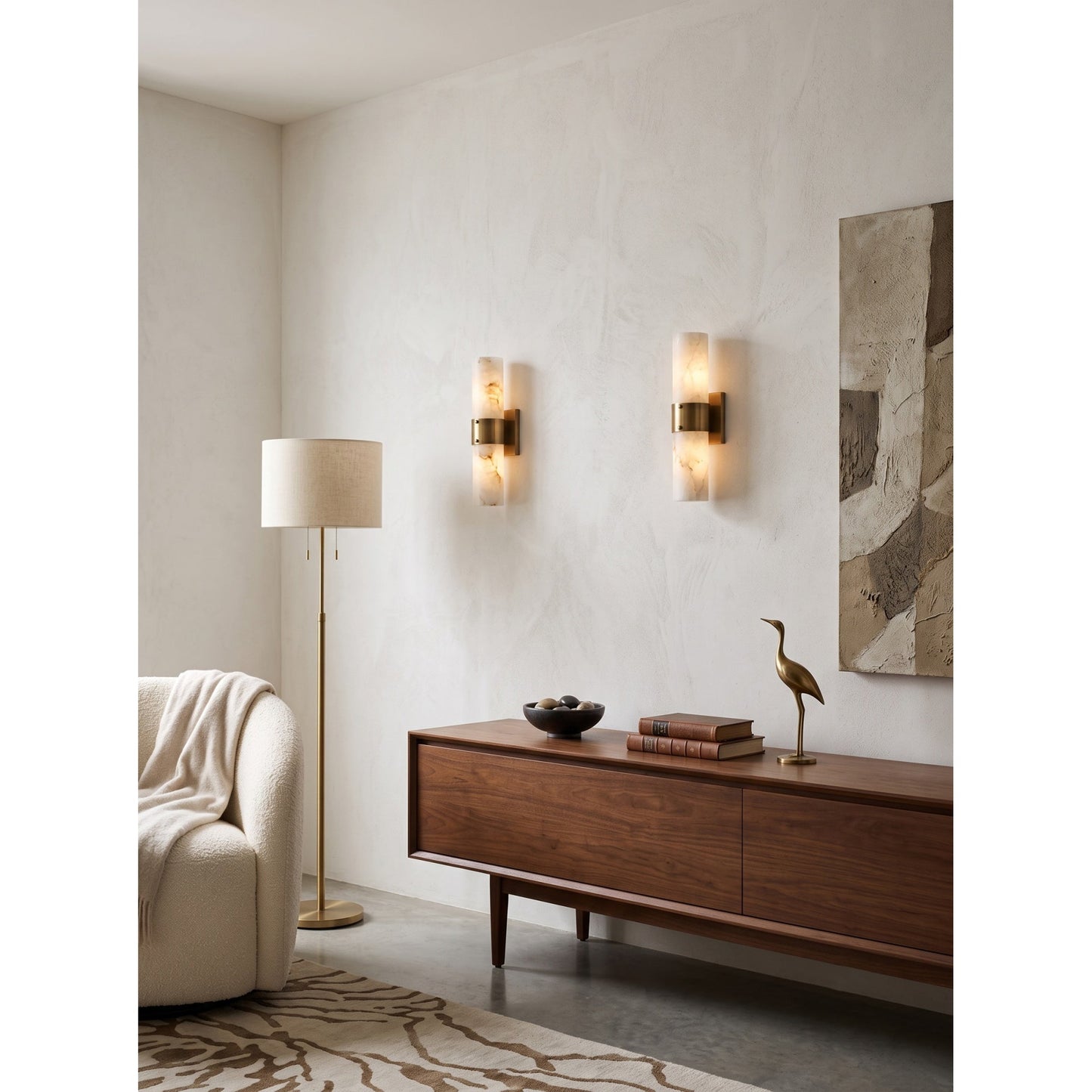 Soleil Fluted Alabaster Wall Sconce