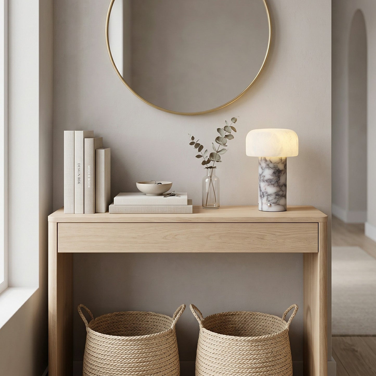 Sorvane Marble Alabaster Table Lamp (Built-in Battery)