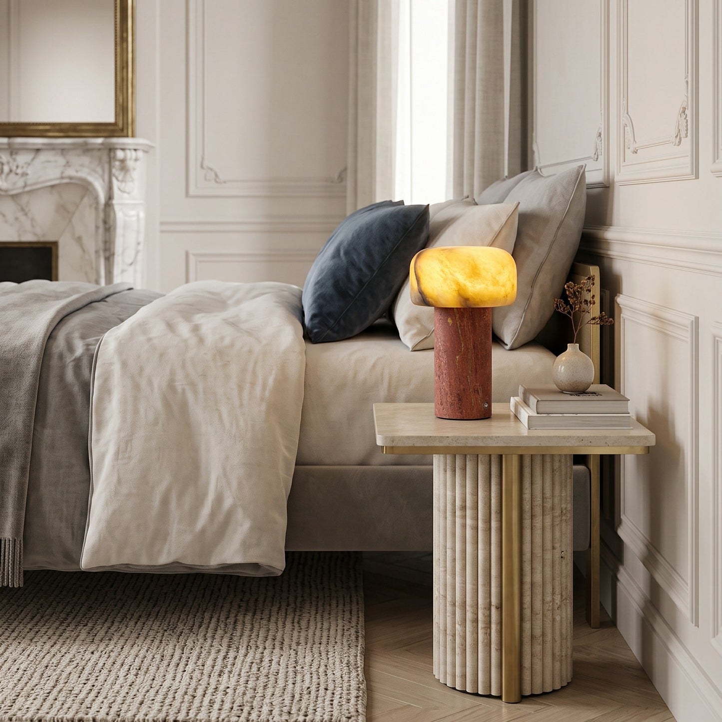 Sorvane Marble Alabaster Table Lamp (Built-in Battery)