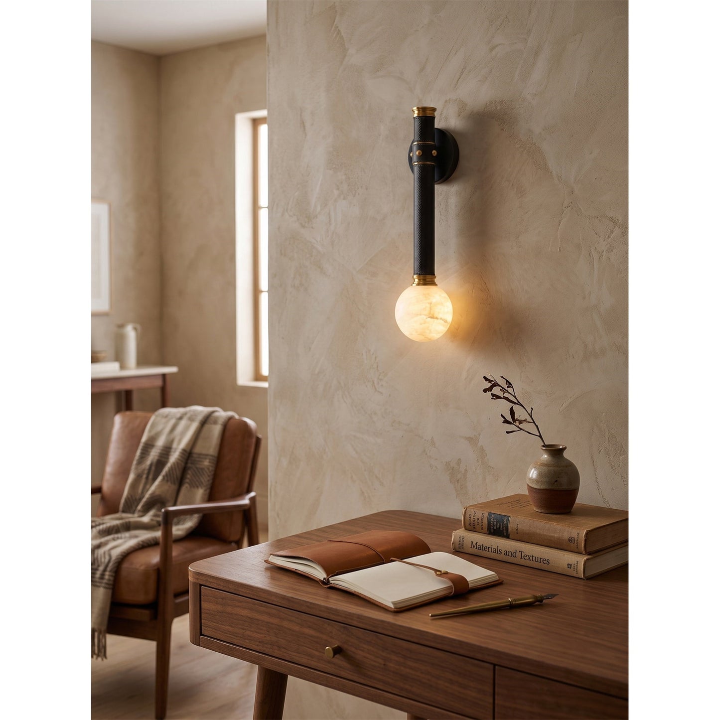 Opal Alabaster Globe Wall Sconce