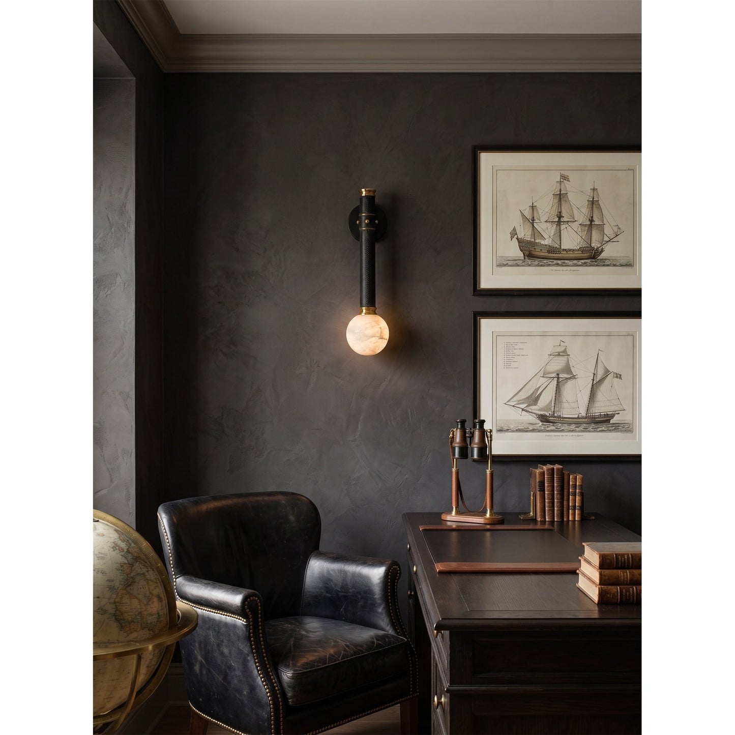 Opal Alabaster Globe Wall Sconce