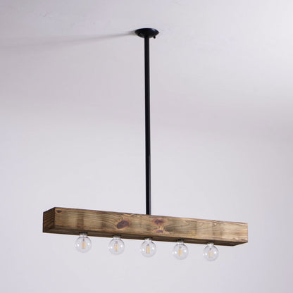 Wood-beam Island Chandelier