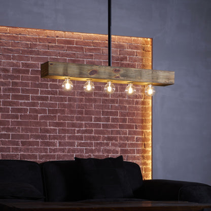 Wood-beam Island Chandelier