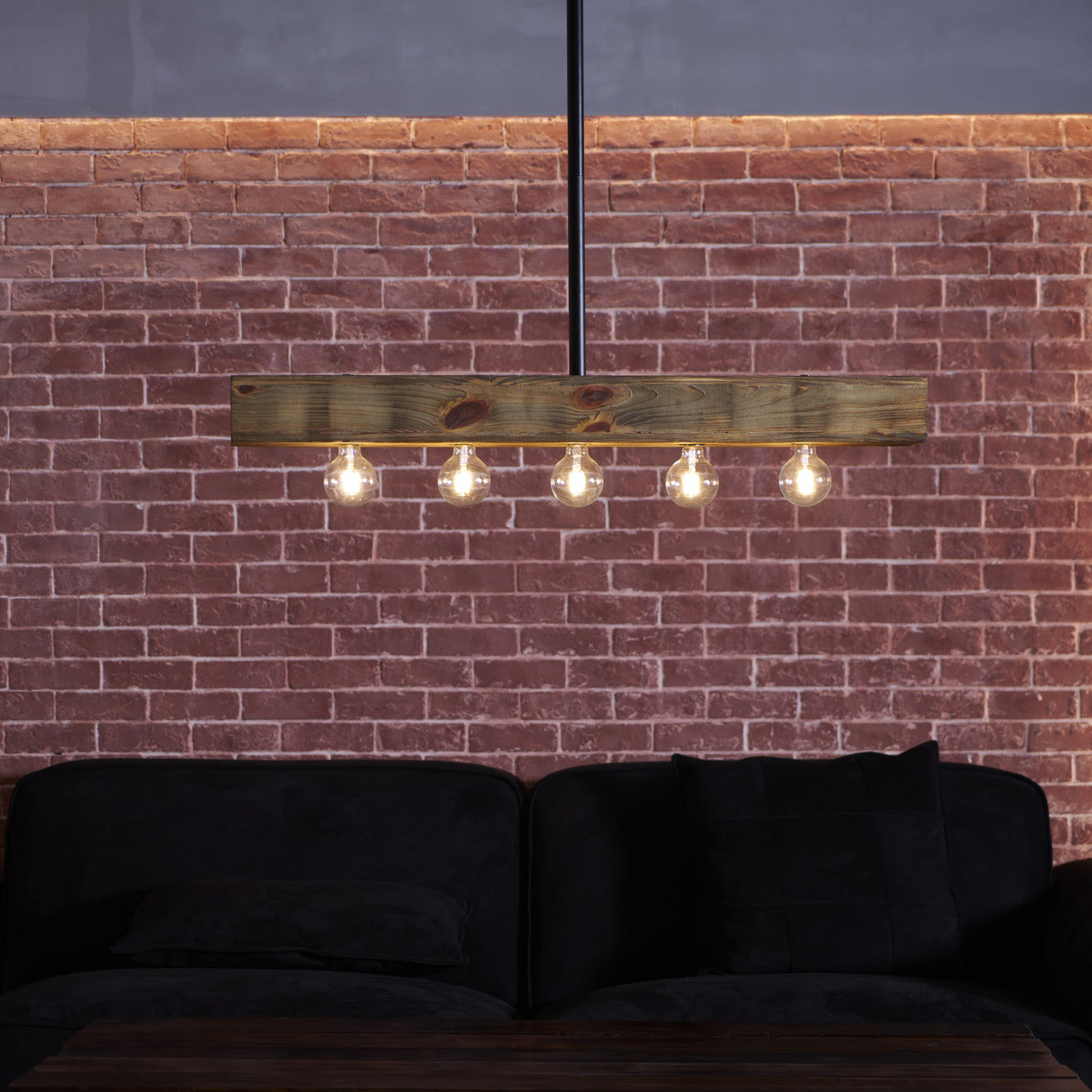 Wood-beam Island Chandelier