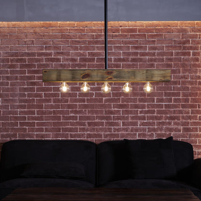 Wood-beam Island Chandelier