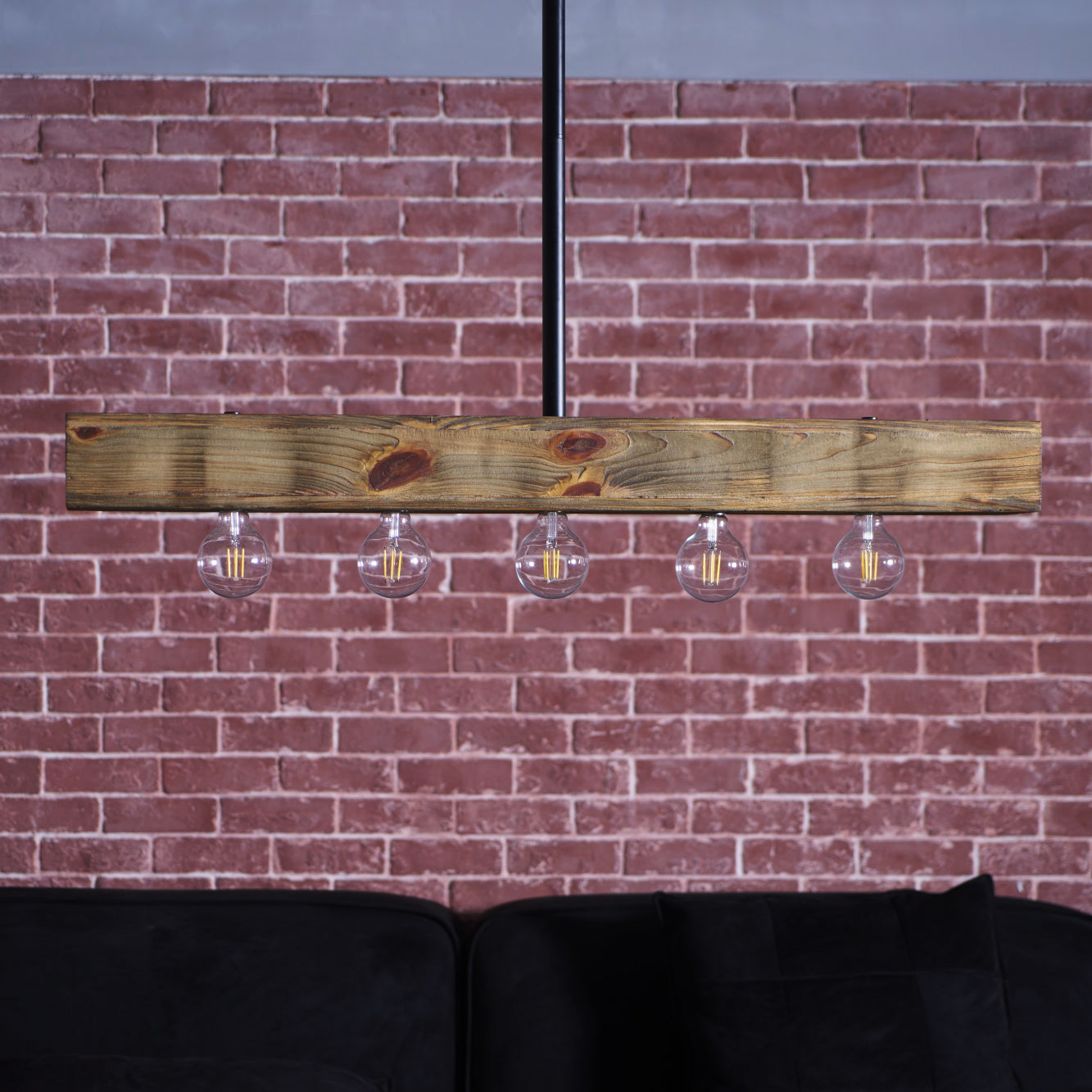 Wood-beam Island Chandelier