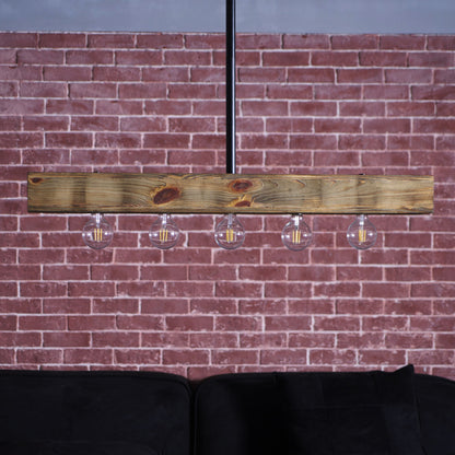 Wood-beam Island Chandelier