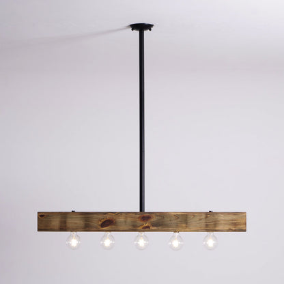 Wood-beam Island Chandelier