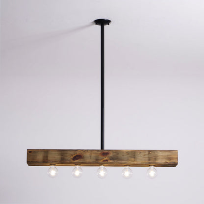 Wood-beam Island Chandelier
