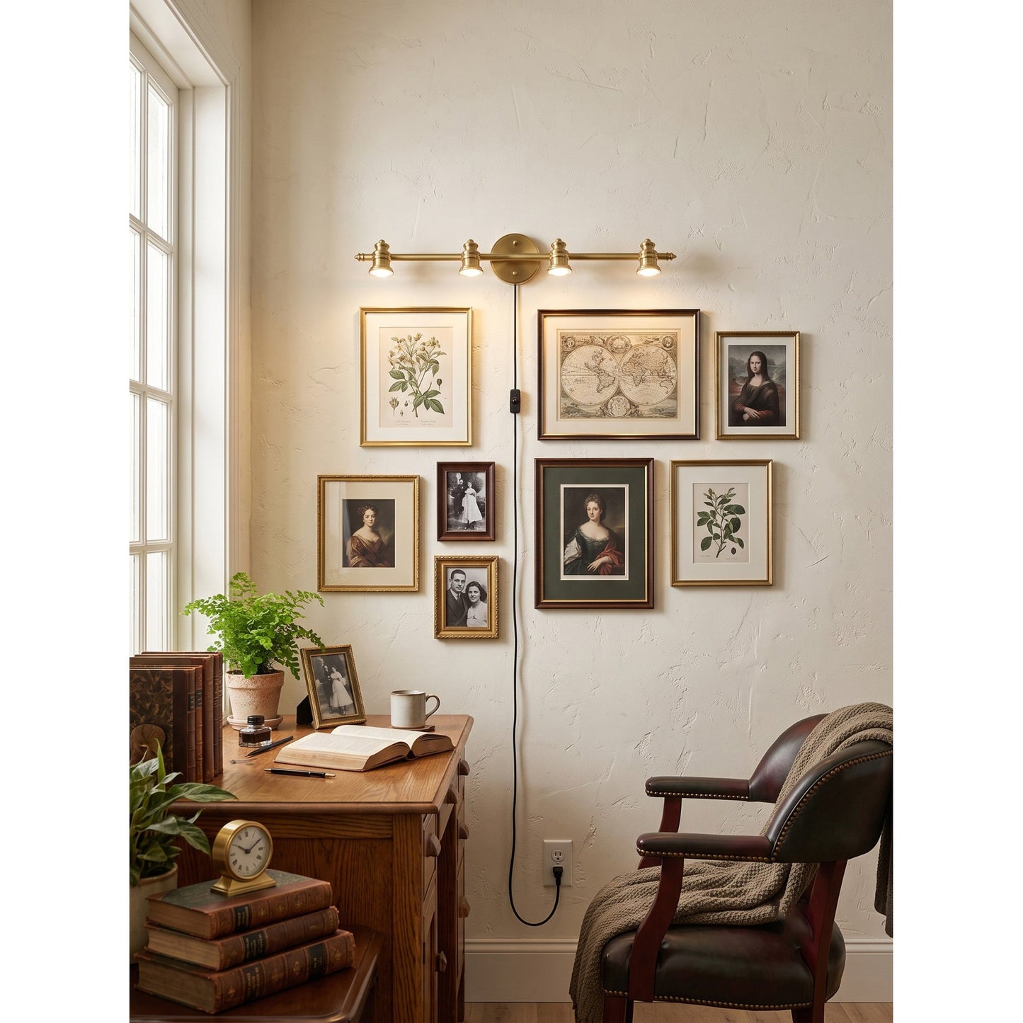 Doria Brass Plug-in Wall Sconce