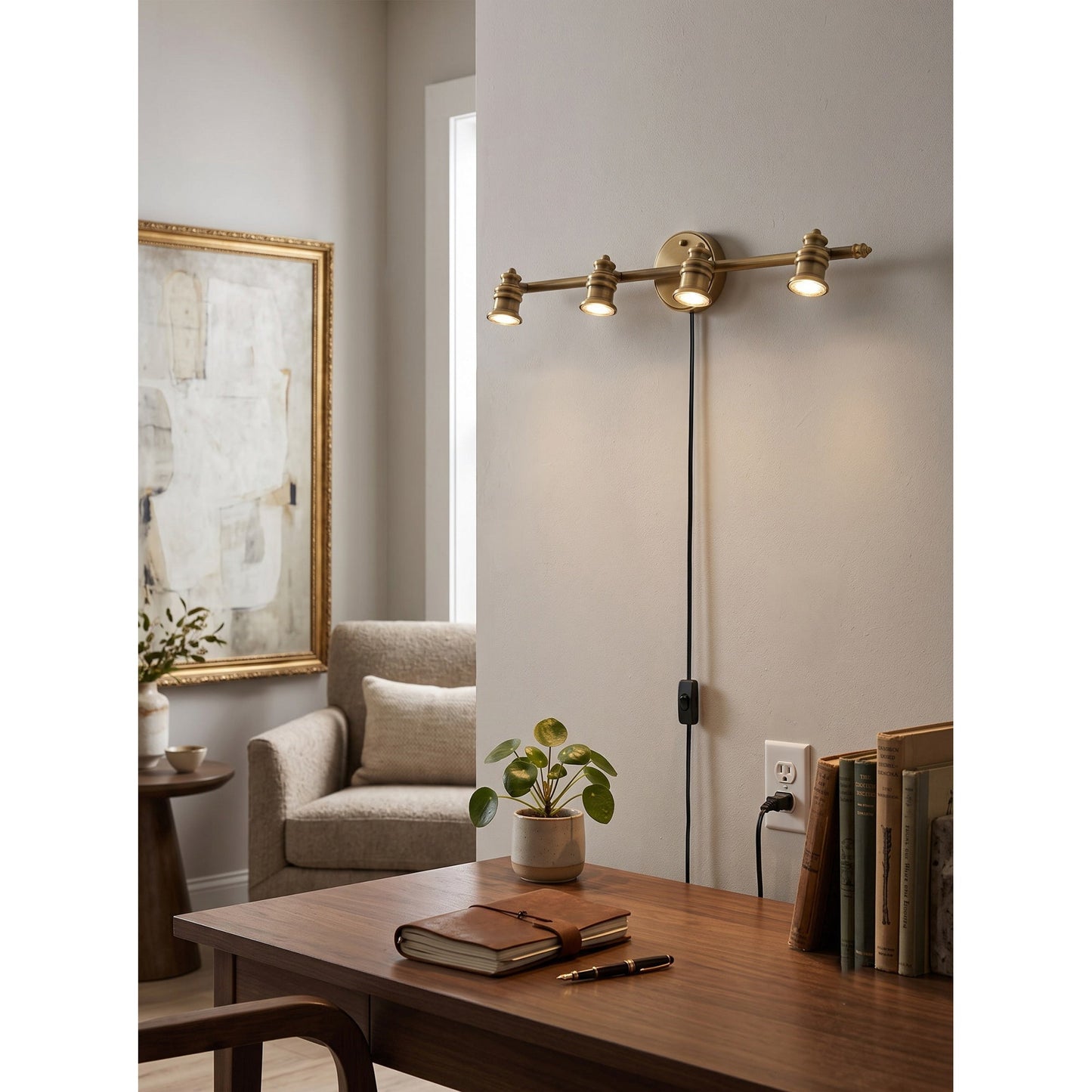 Doria Brass Plug-in Wall Sconce