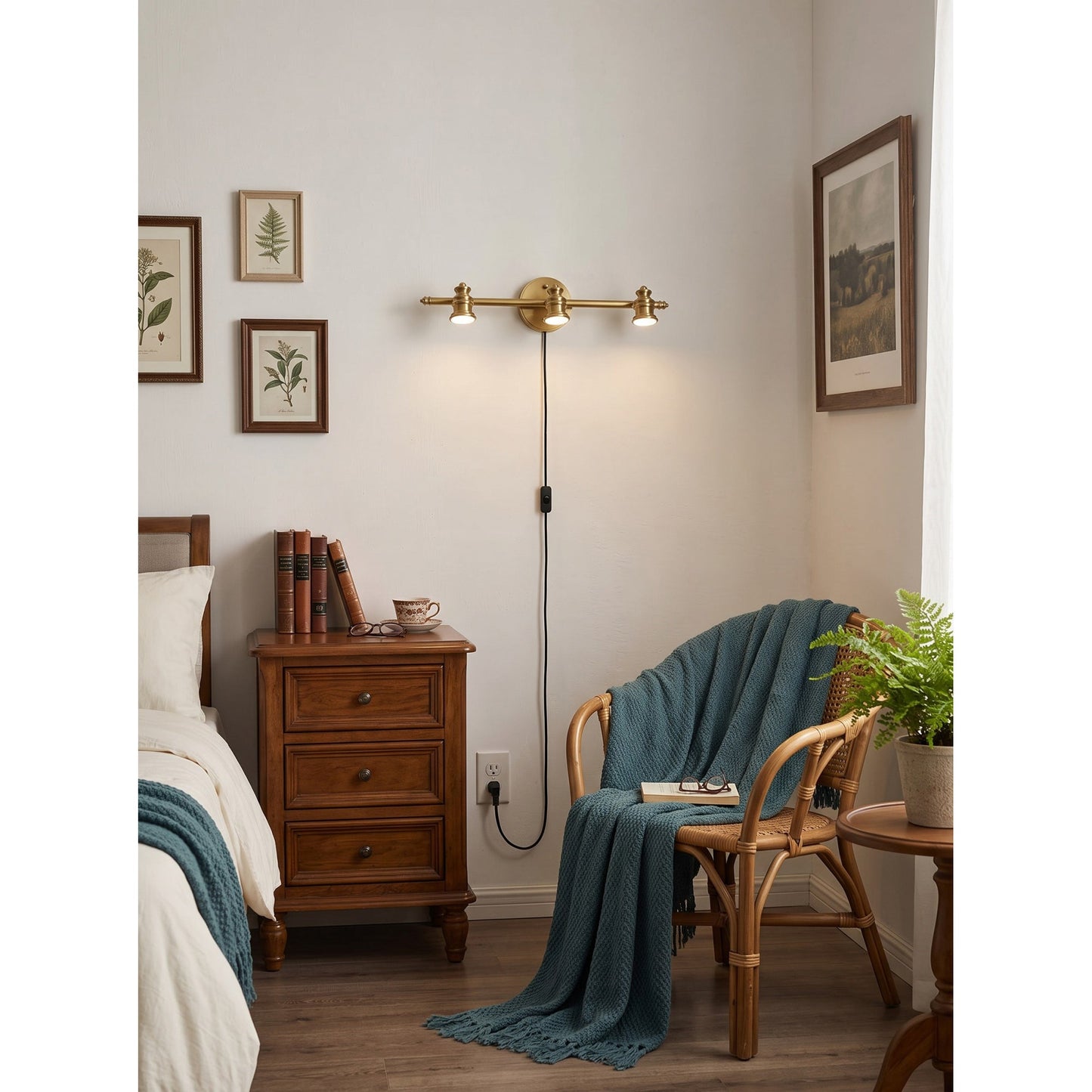 Doria Brass Plug-in Wall Sconce