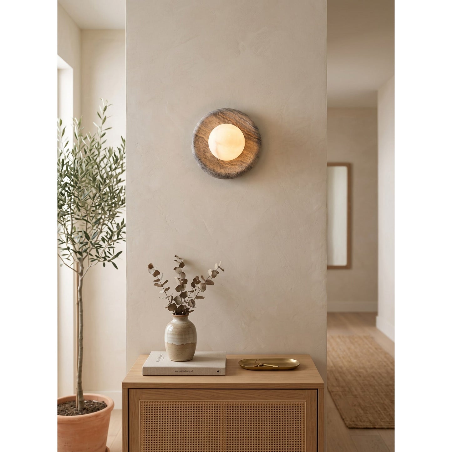 Solene Veined Alabaster Wall Sconce