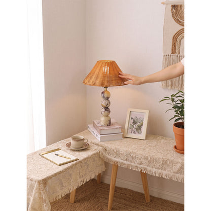 Rattan Marble Table Lamp