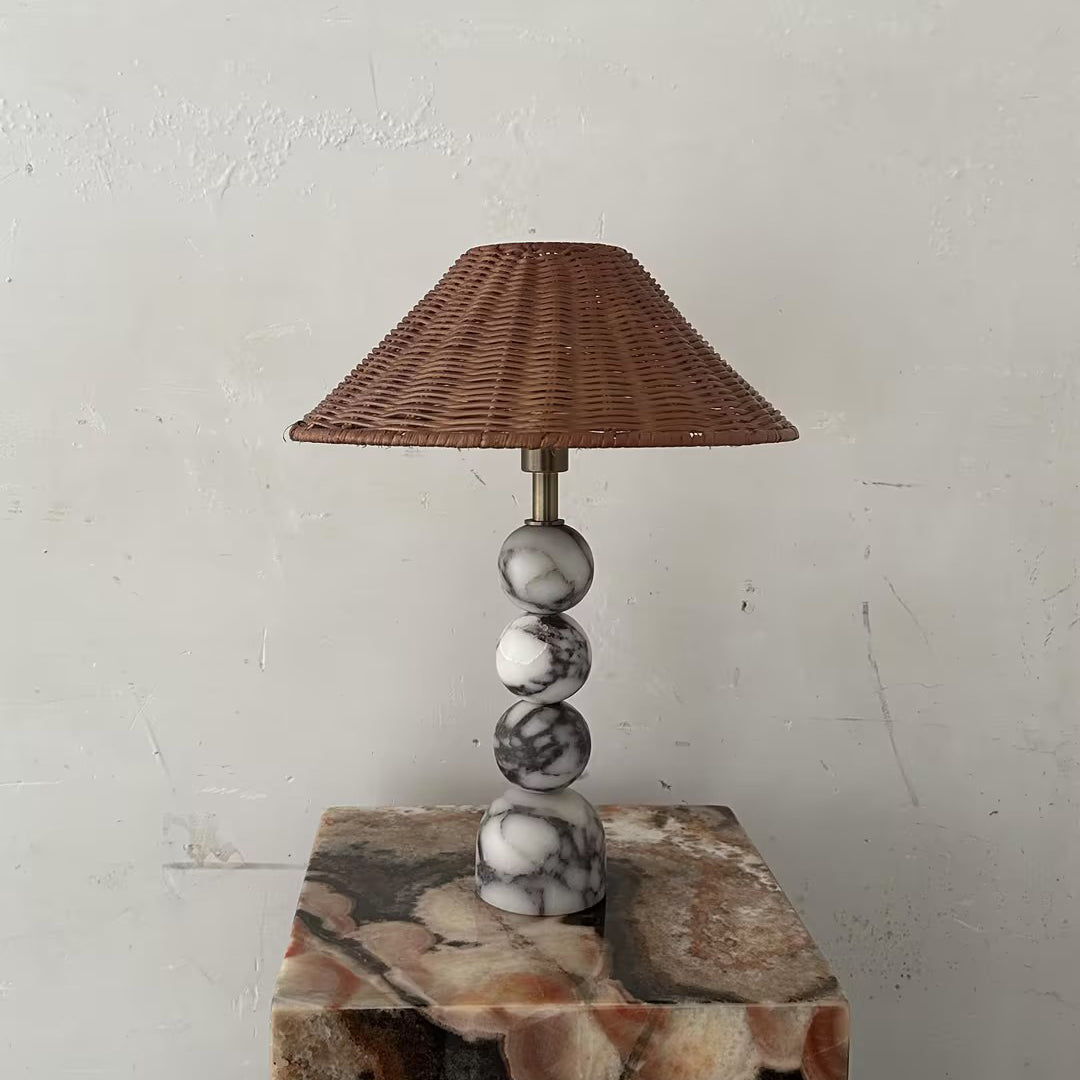 Rattan Marble Table Lamp