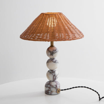 Rattan Marble Table Lamp