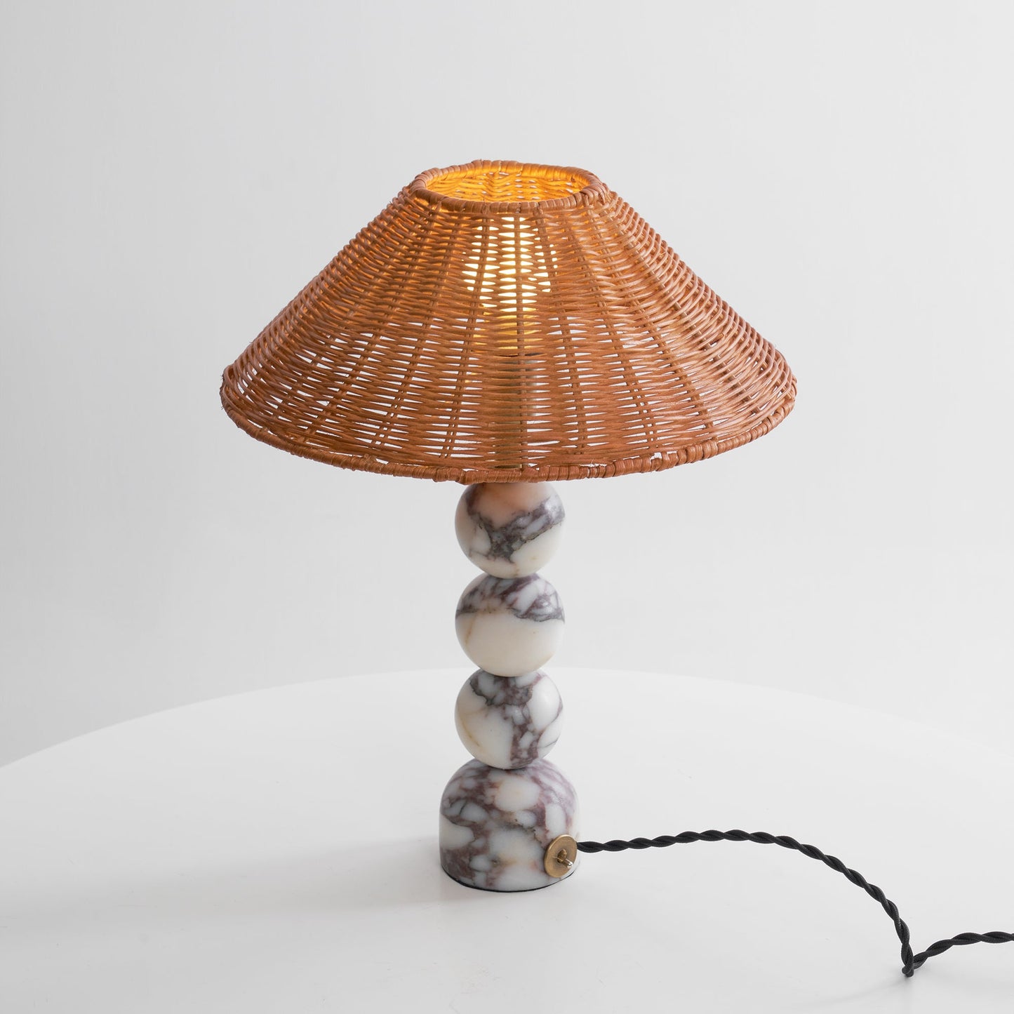 Rattan Marble Table Lamp