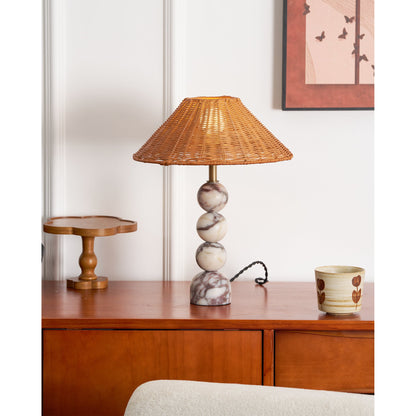Rattan Marble Table Lamp