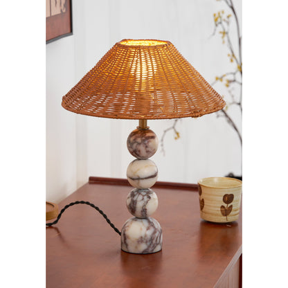 Rattan Marble Table Lamp