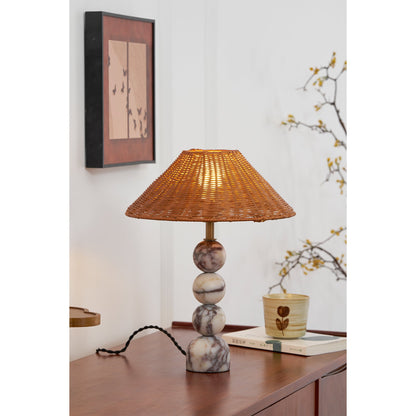 Rattan Marble Table Lamp