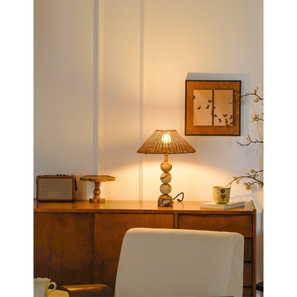 Rattan Marble Table Lamp