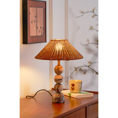 Rattan Marble Table Lamp