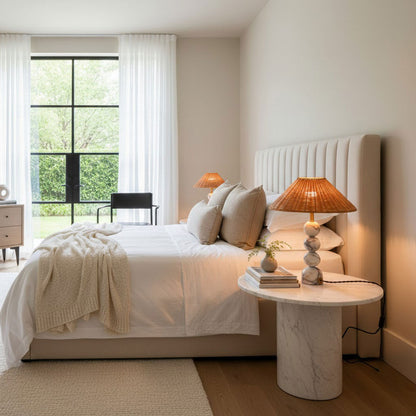 Rattan Marble Table Lamp
