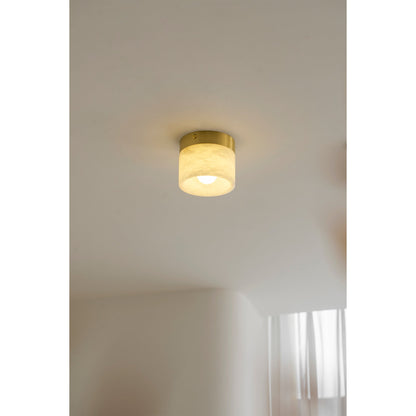 Round Alabaster Semi-Flush Mount