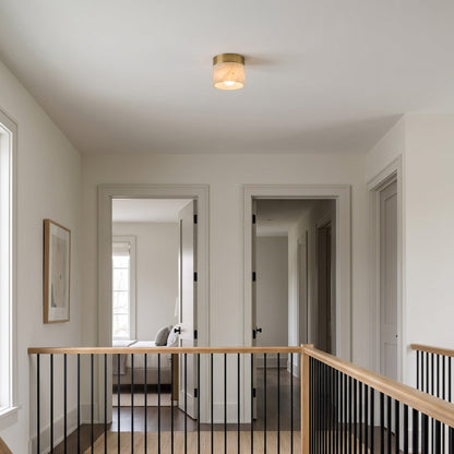 Round Alabaster Semi-Flush Mount
