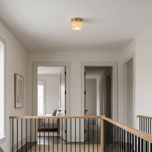 Round Alabaster Semi-Flush Mount
