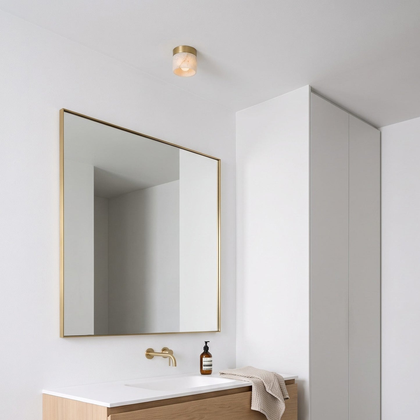 Round Alabaster Semi-Flush Mount