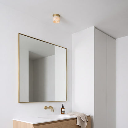 Round Alabaster Semi-Flush Mount
