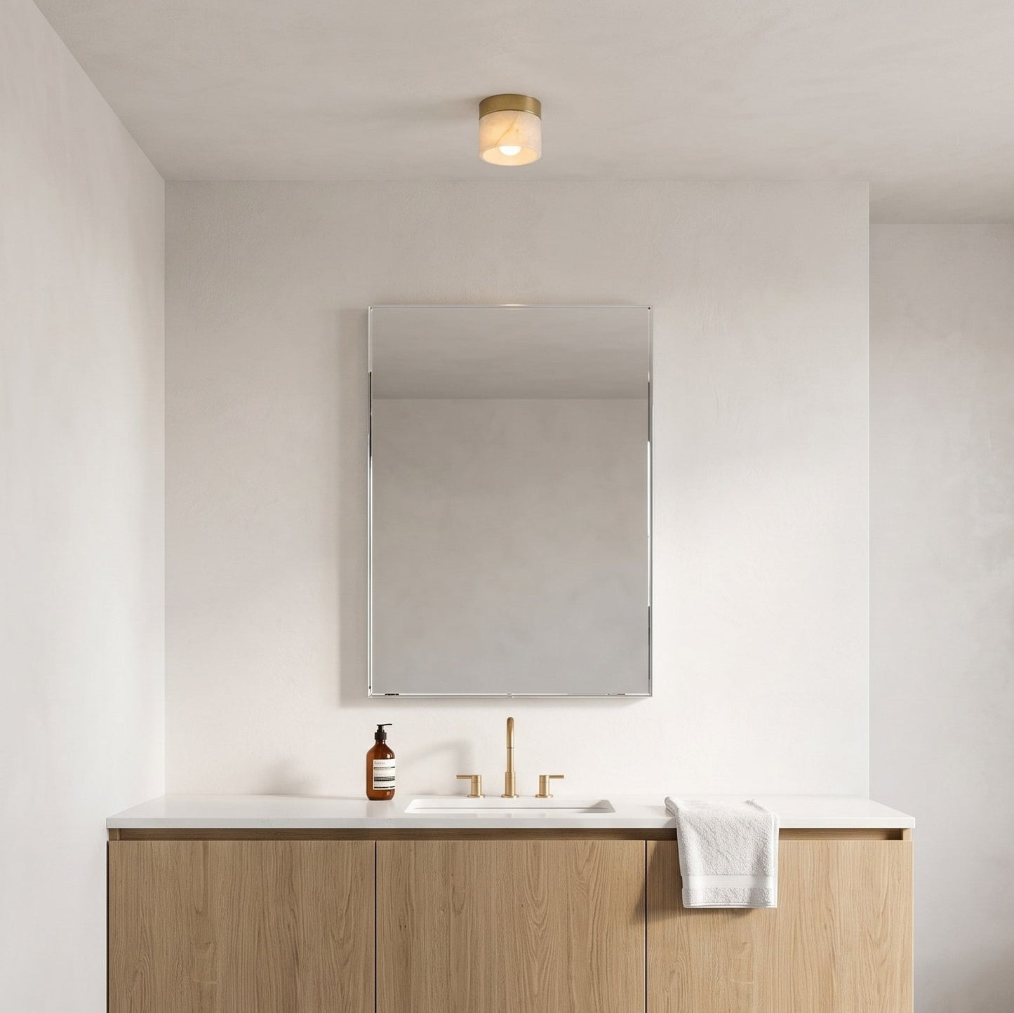 Round Alabaster Semi-Flush Mount