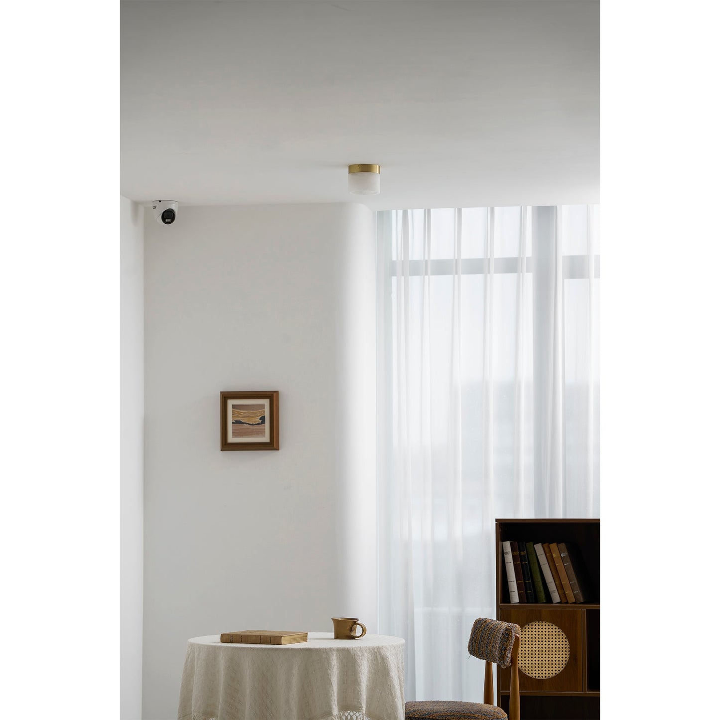 Round Alabaster Semi-Flush Mount