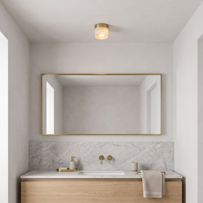 Round Alabaster Semi-Flush Mount