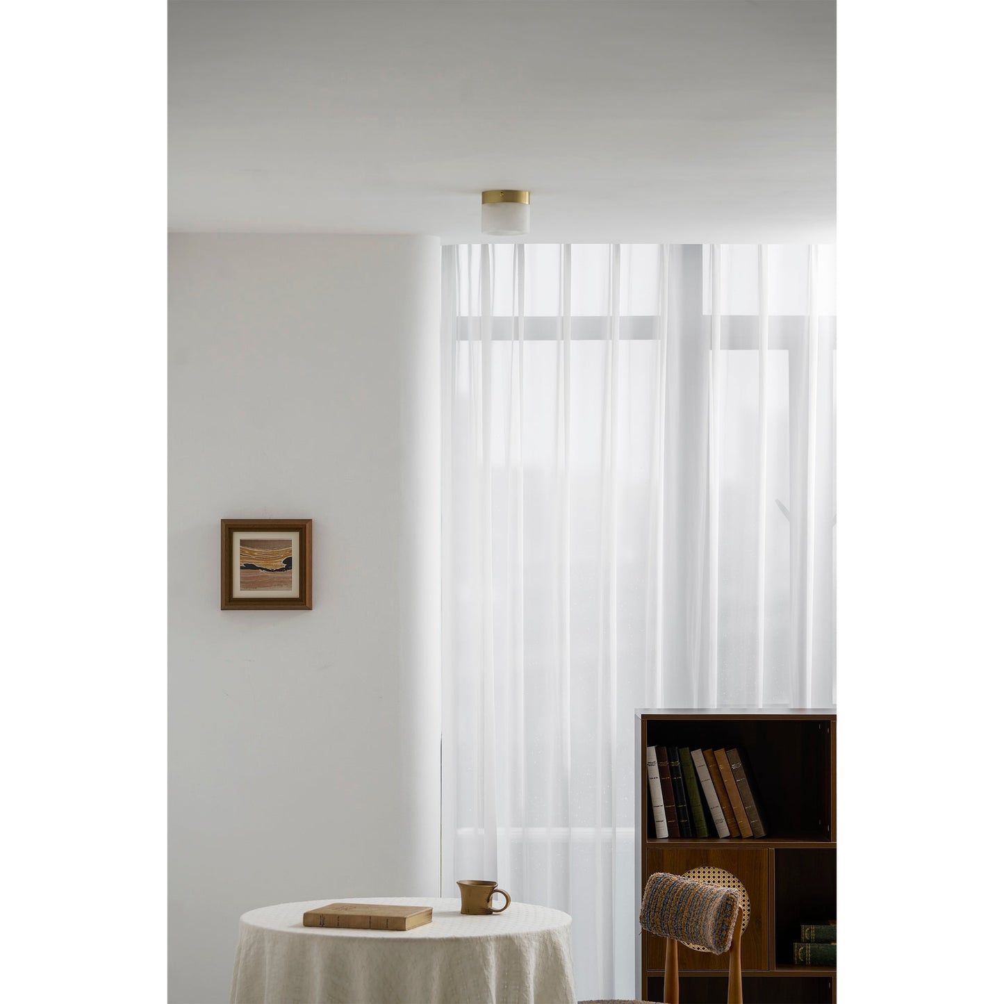 Round Alabaster Semi-Flush Mount