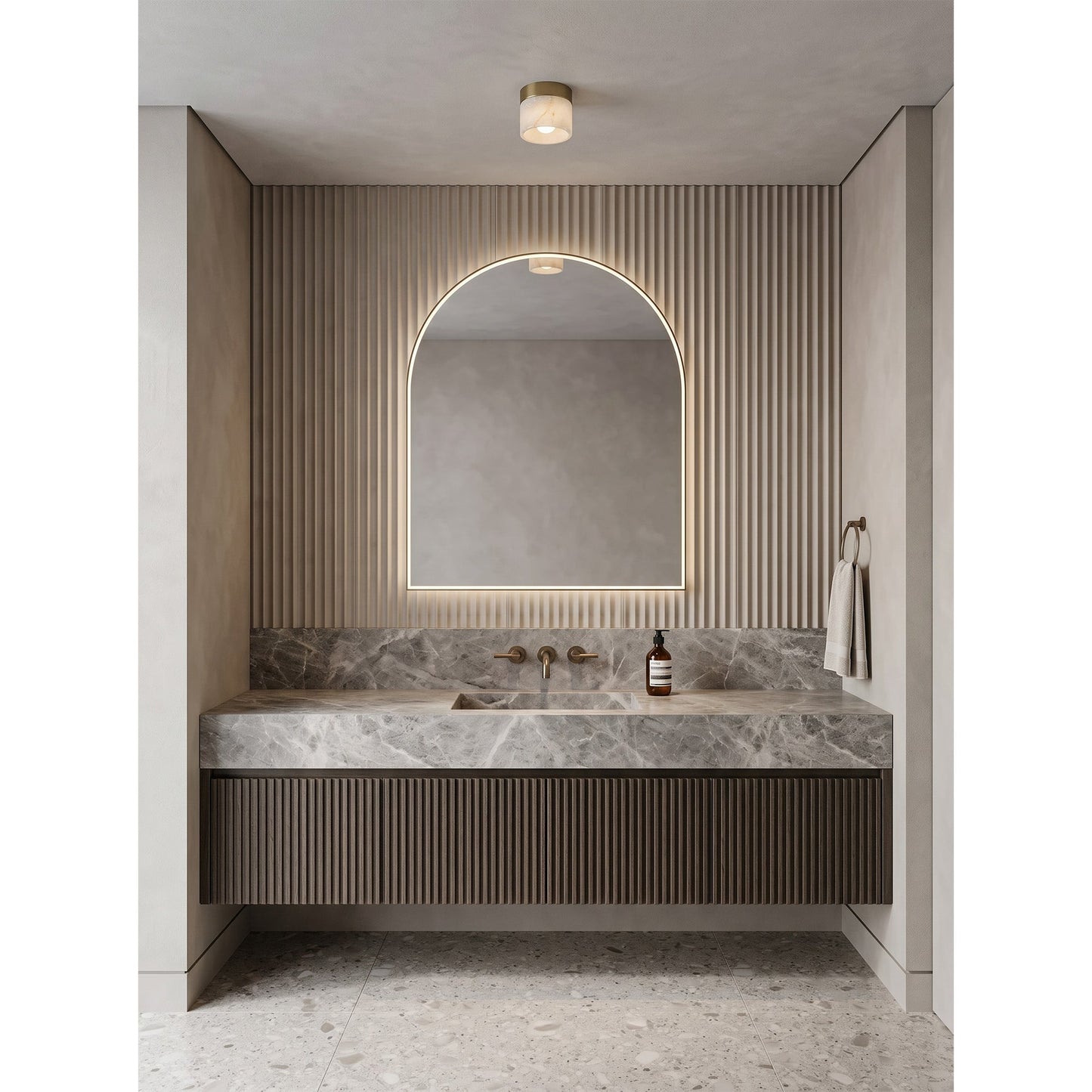 Round Alabaster Semi-Flush Mount