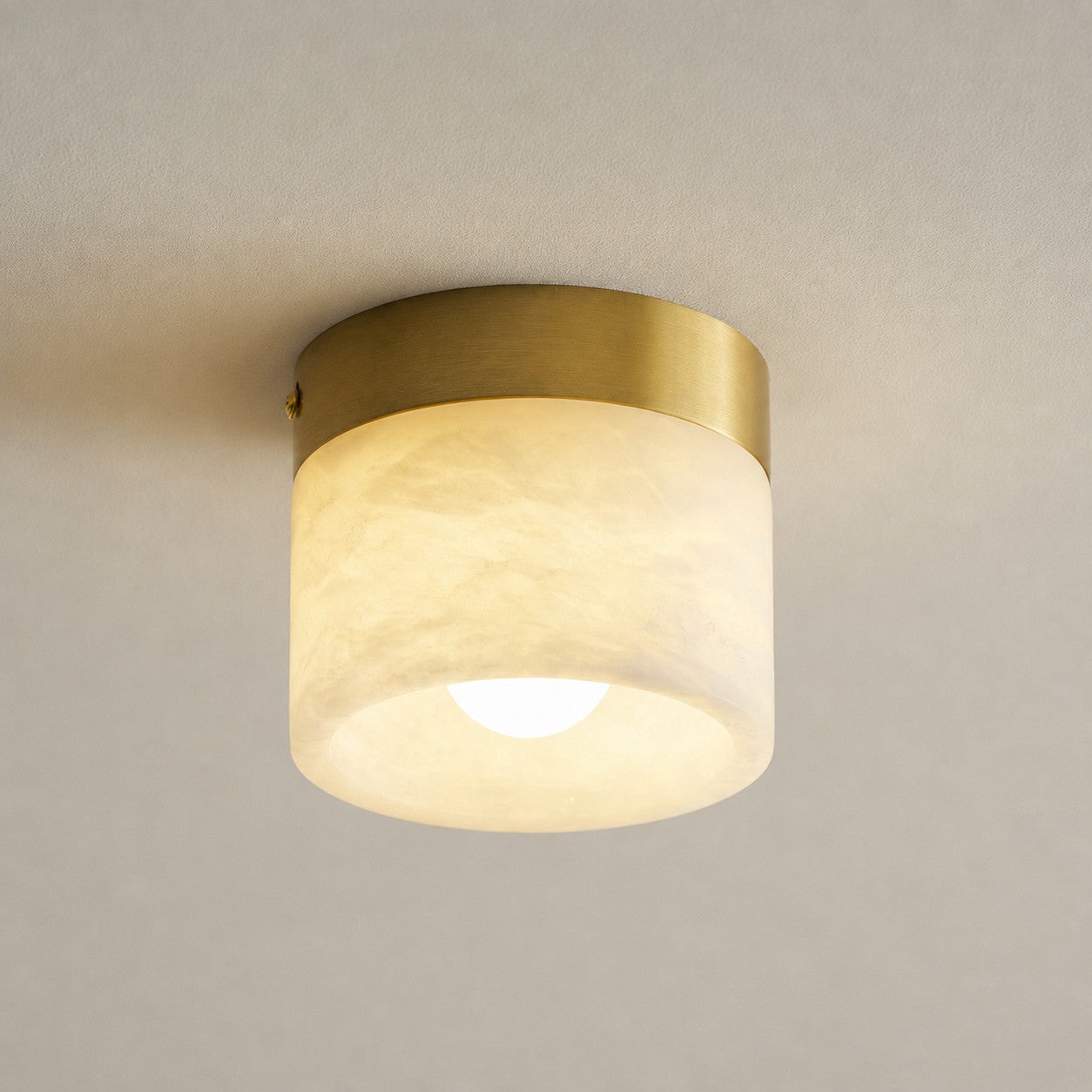 Round Alabaster Semi-Flush Mount