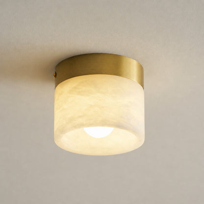 Round Alabaster Semi-Flush Mount