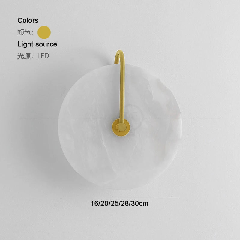 Nordic minimalist modern marble wall lamp tea circular restaurant living room bedroom bedside wall lamp marble wall lamp